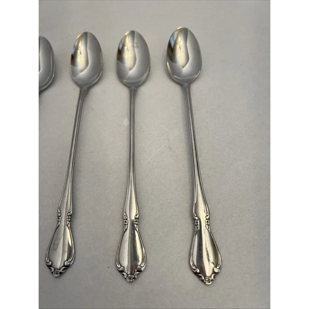 Oneidacraft DELUXE CHATEAU Iced Tea Spoons Stainless Flatware Set 4 Replacements